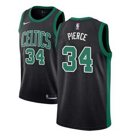 Men%27s Boston Celtics #34 Paul Pierce Black Statement Edition Stitched Basketball Jersey Dzhi->denver nuggets->NBA Jersey